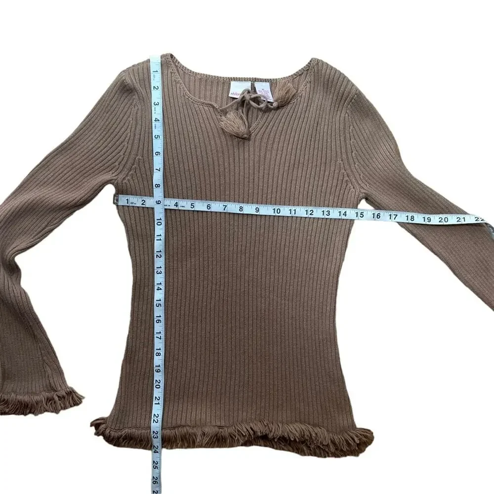 Xhilaration Y2K Long Sleeve Fringe Top Size Medium - Picture 3 of 8